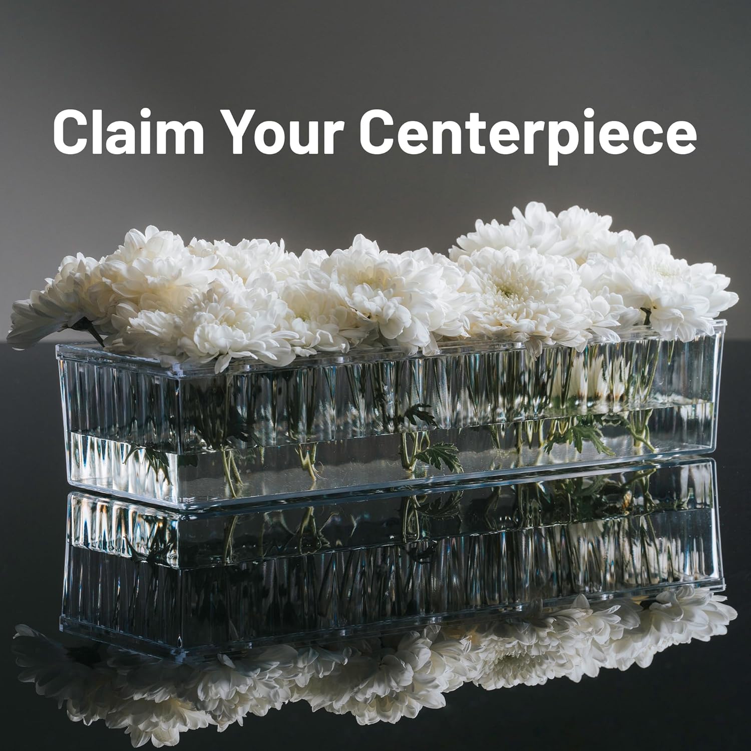 2 pack leak-proof wave design acrylic long vases for centerpieces - 24" clear flower rectangle vase as floral centerpieces for tables, long flower vase with 12 holes as flower arrangement holder 2 standard