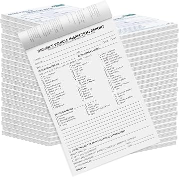 Detailed Drivers Vehicle Inspection Report, Pre Trip Inspection Book | 50 Pack, 2-Ply Carbonless, 35 Sets of Forms per DVIR Log Book for Truck Drivers, 8.5" x 5.5"