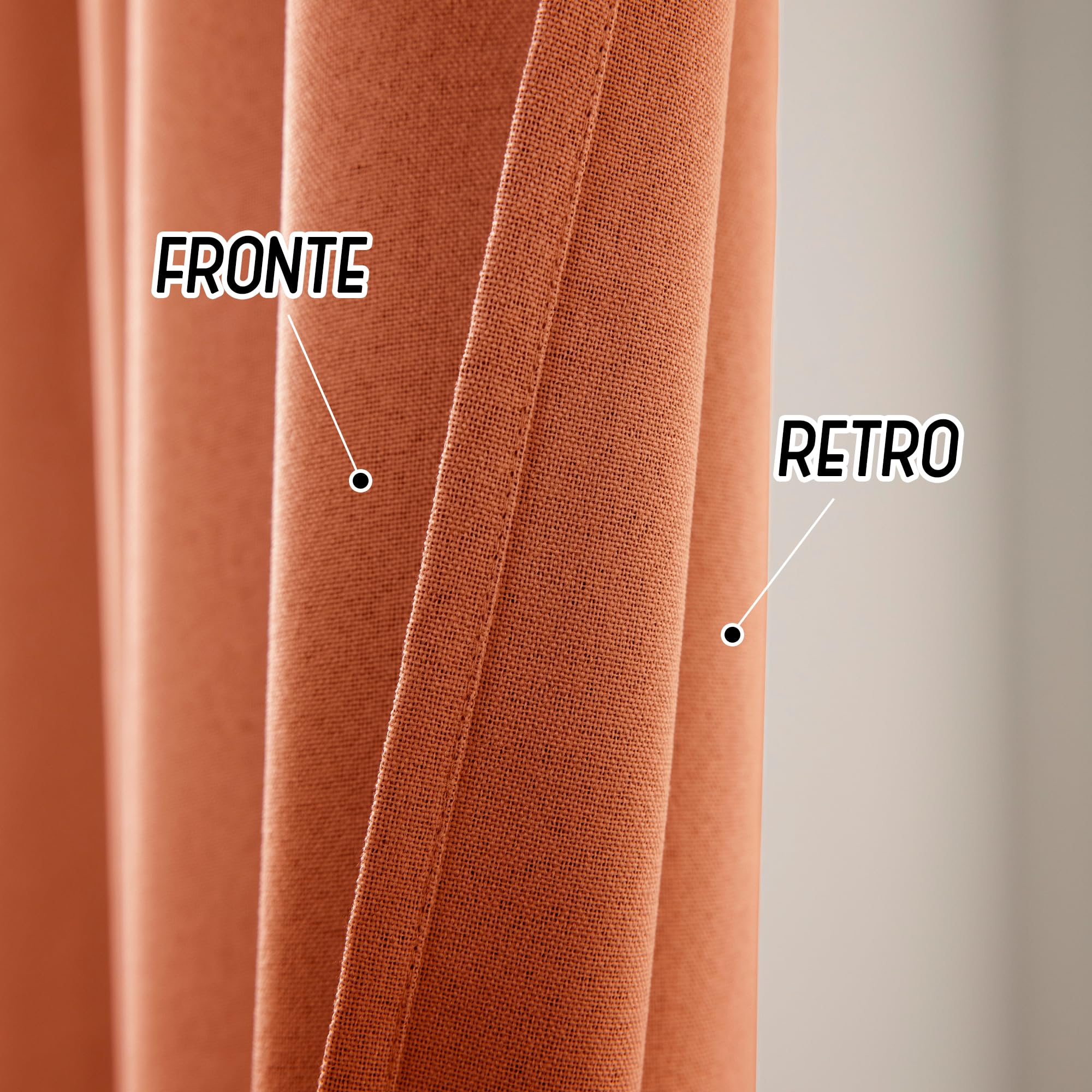 GIRASOLE HOME Paire de rideaux barbade thermiques totalement occultants 2 panneaux avec poche