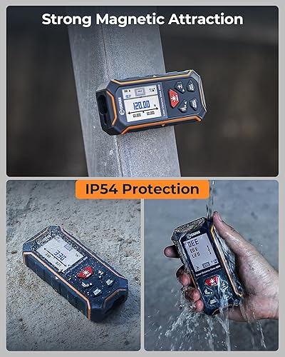 Miniatura 8 de CIGMAN - Herramienta de medición láser doble, herramienta de medición láser bilateral de 393 pies, pantalla LCD retroiluminada de color, medición