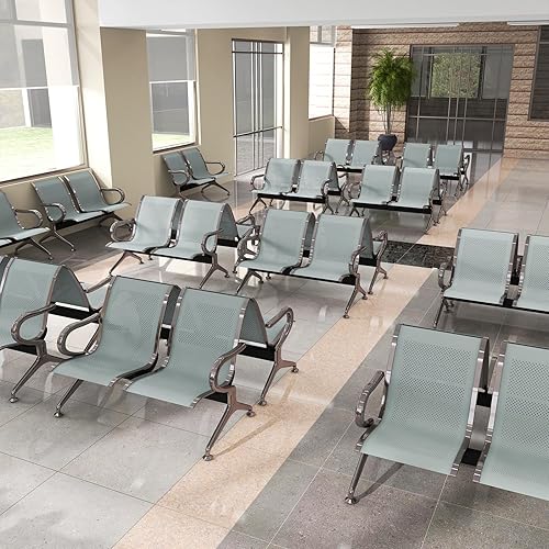 Miniatura 4 de Kinbor Sillas de espera para el aeropuerto, sillas de sala de espera, muebles, banco de espera, sillas de recepción con brazos