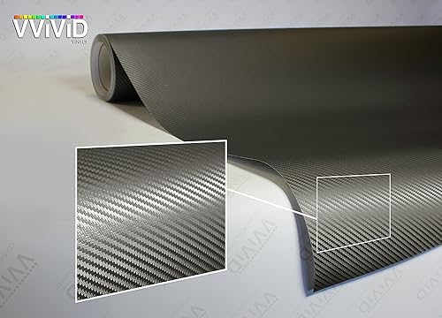 Miniatura 3 de Rollo de vinilo VViViD XPO para coche de 5 x 1 pies con tecnología de liberación de aire, fibra de carbono gris oscuro