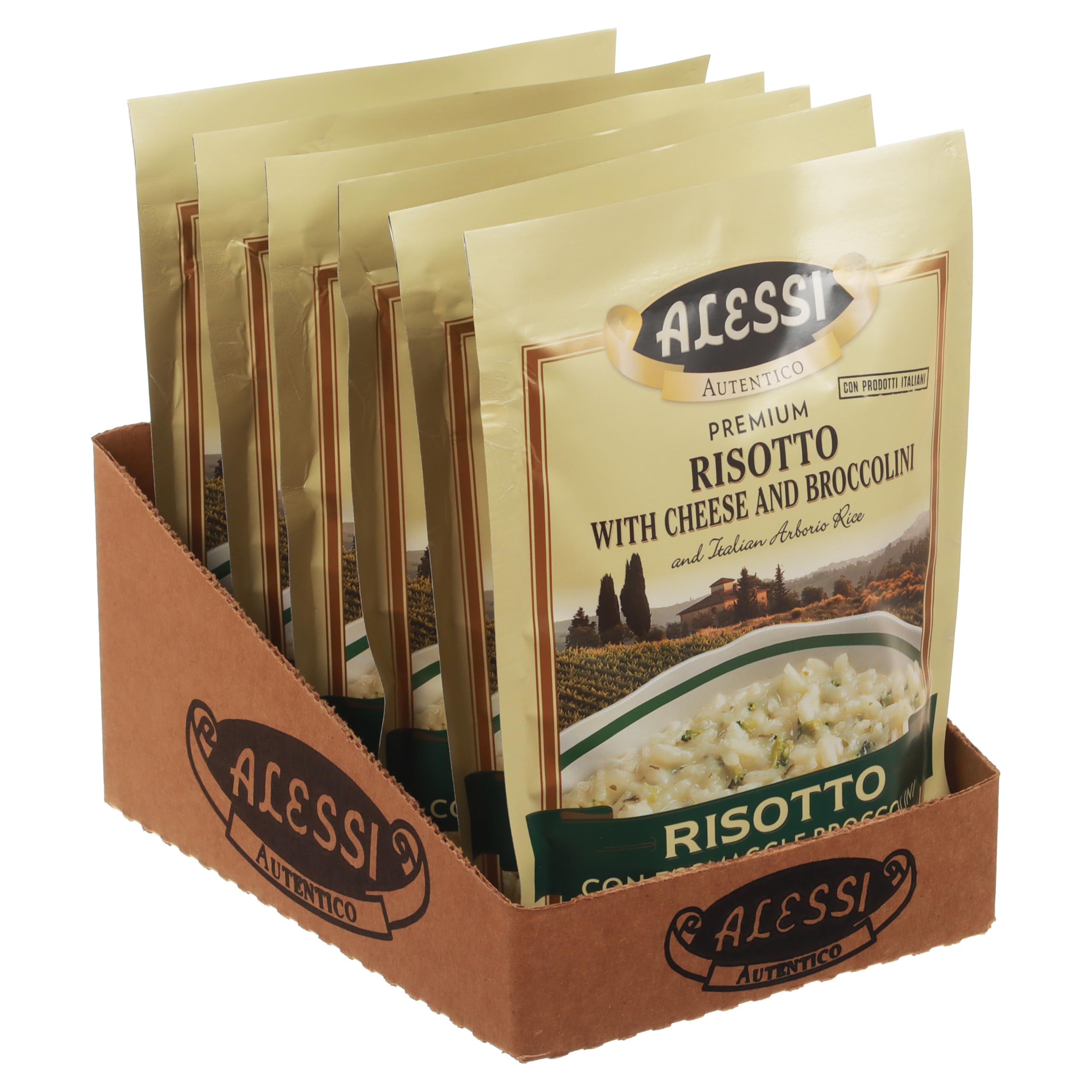 Alessi Autentico, Premium Seasoned Risotto, Italian Arborio Rice, Easy to Prepare, 6.5 Ounce (Cheese & Broccolini, Pack of 6)
