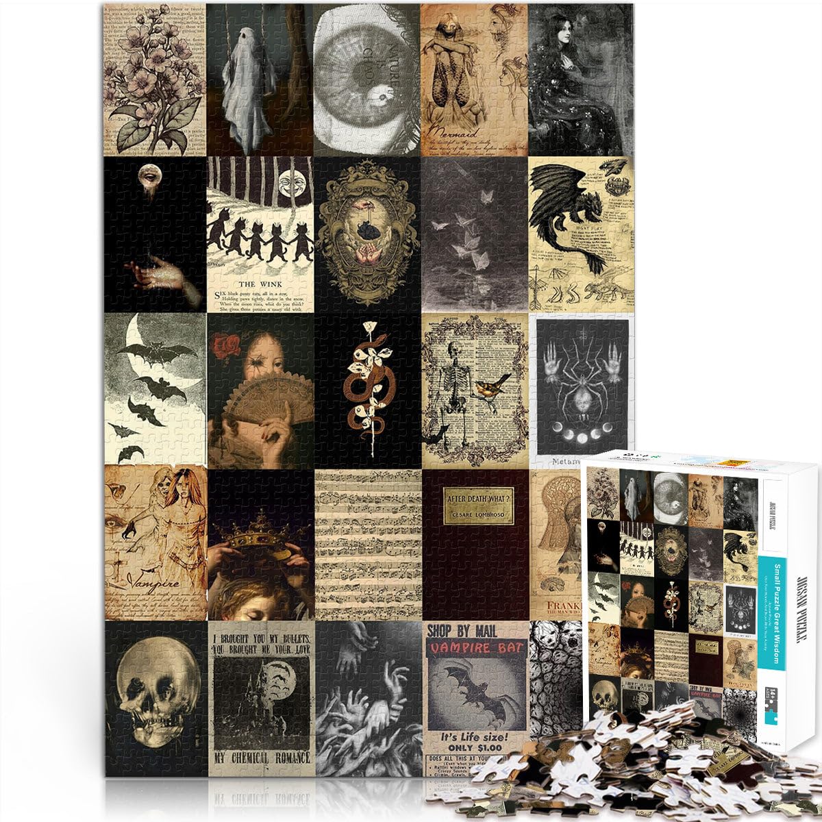 1000 Piece Puzzle For Adults retro dark collage Educational Stress Relief Toy 26x38cm Birthday Present, Gifts, Wall Art for Age 14 — image 1