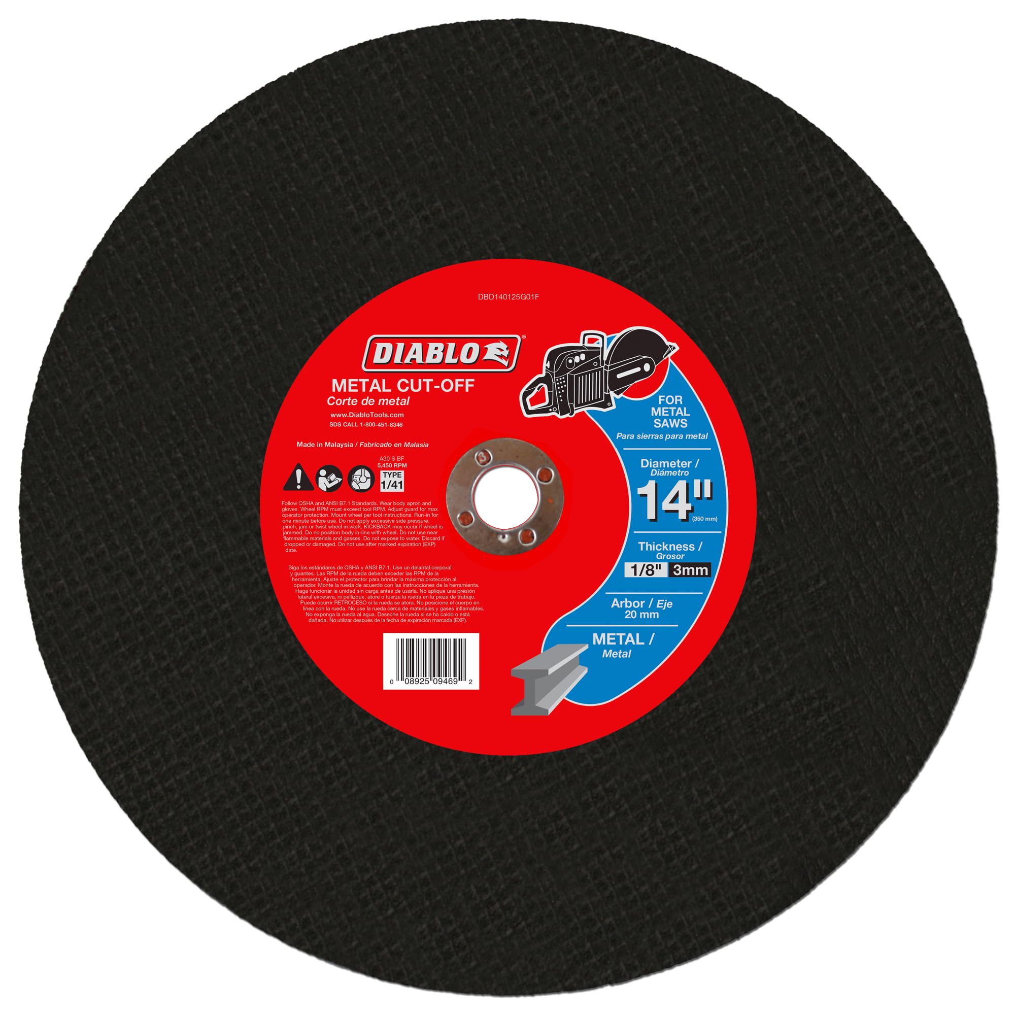 Diablo Metal Cut-Off Disc for Heavy-Duty Cutting of Metal - 14
