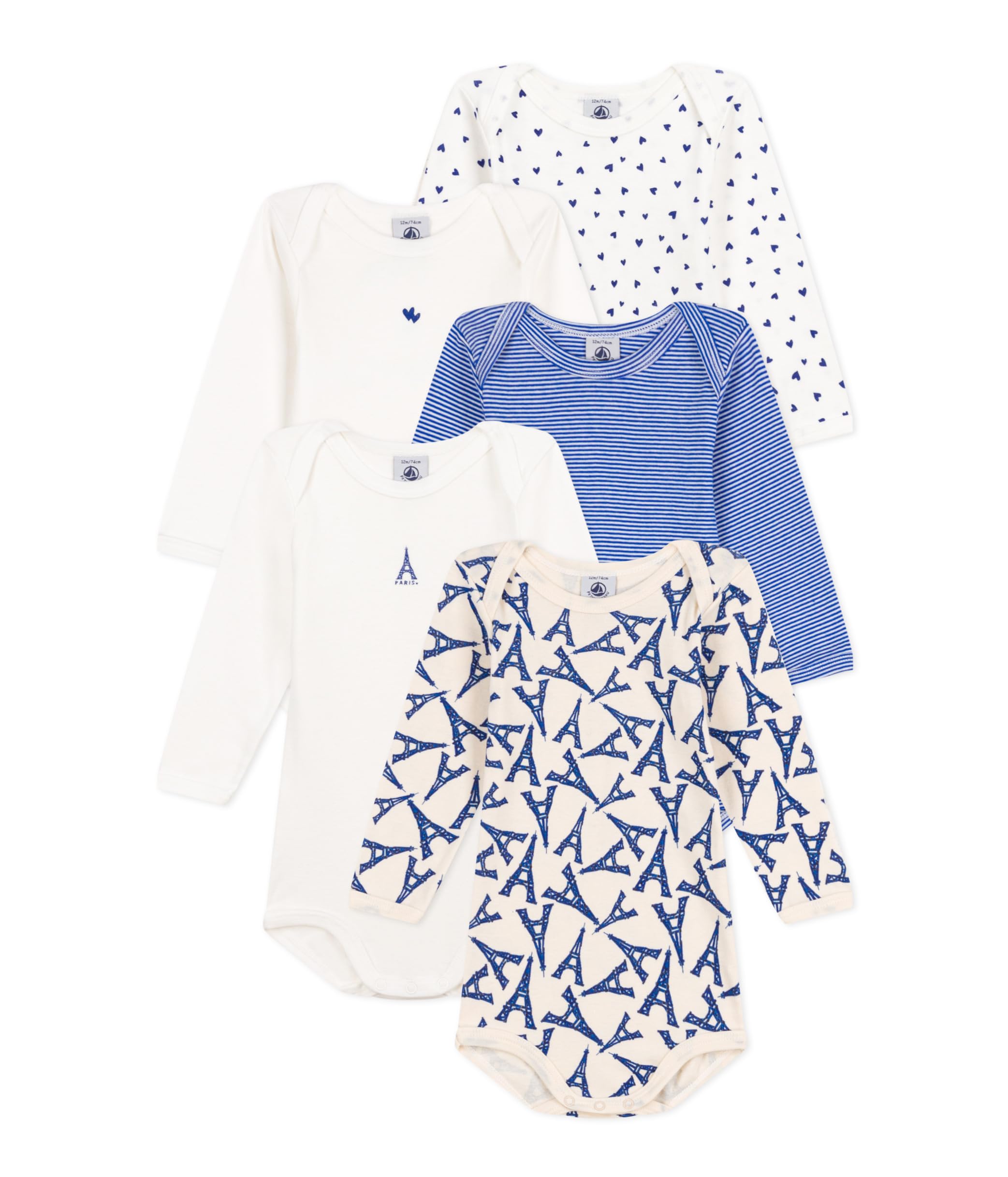 Petit Bateau Body a Righe a Maniche Lunghe Unisex-Bimbi