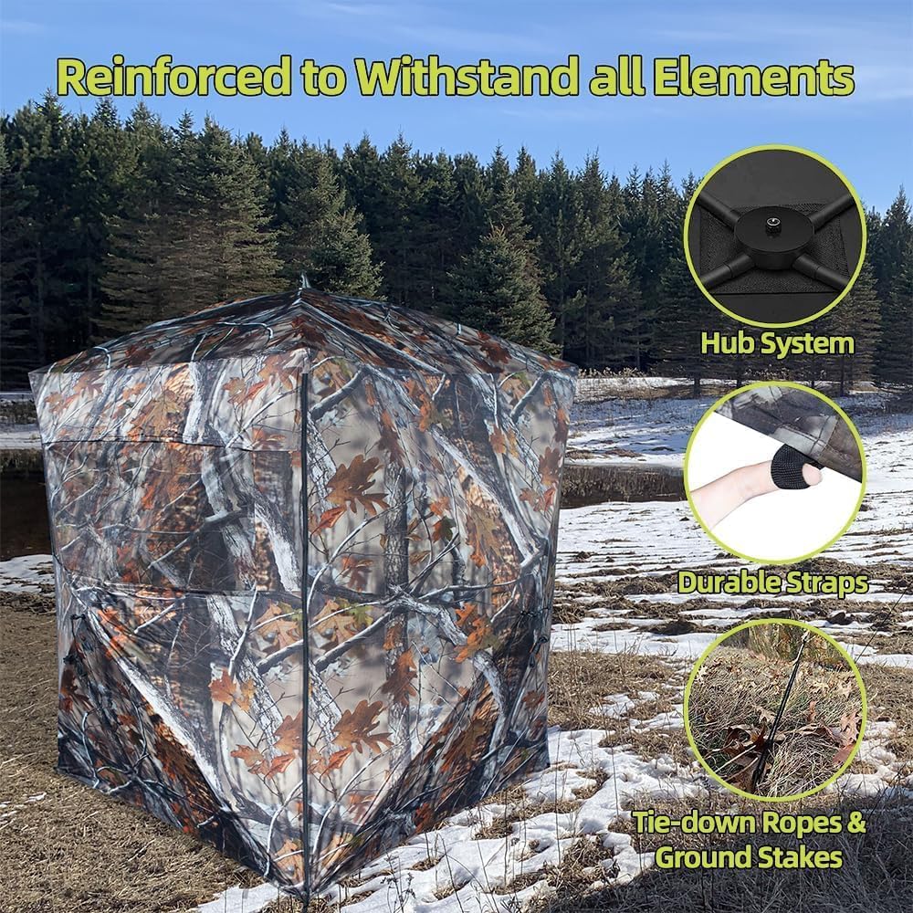 SPUR Collector Hunting Blind, Portable Ground Blind with Silent Sliding Window, Portable Durable Hunting Tent for Deer & Turkey Hunting, (Camouflage)
