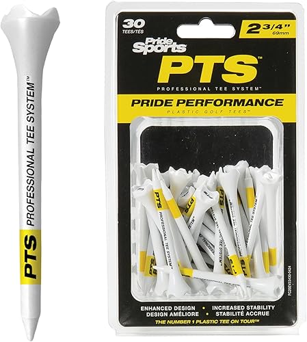 PrideSports PTS Plastic Golf Tees | 30 Count, 2-3/4 Inch | #1 Plastic Tee on Tour | Best for Drivers & Woods