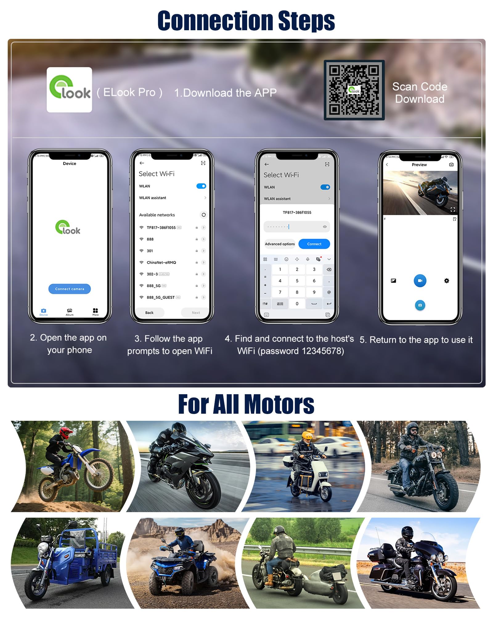 Carplay Moto 5 Pollici per Carplay Android Auto, Moto con Dashcam Anteriore Posteriore, GPS Dashcam Moto con APP, Navigazione GPS, Siri, G-oogle Assistant, Bluetooth, Impermeabile