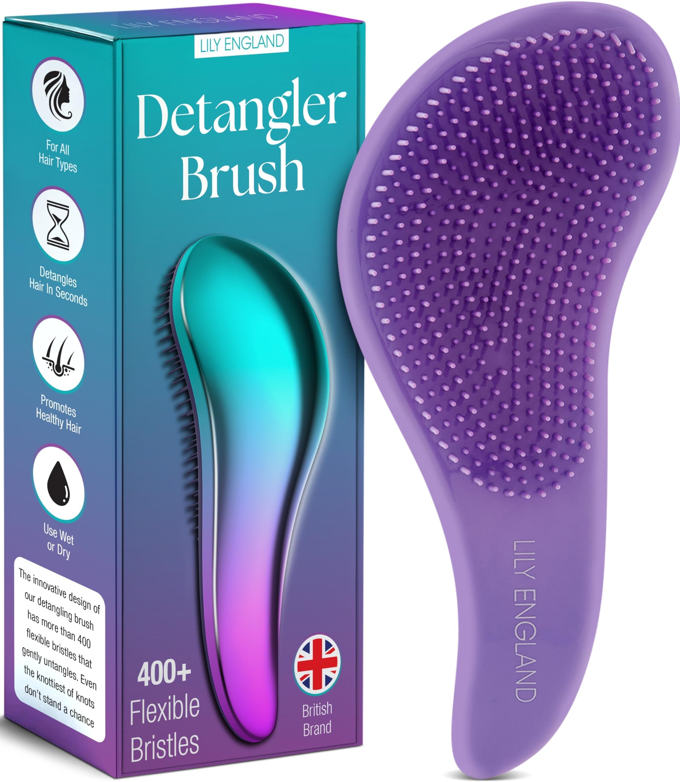 Detangle Hair Brush for Thick, Curly & Straight Hair - Detangling Hairbrush for Women, Kids & Toddlers with Flexible Bristles - Smooth Detangler for Wet & Dry Hair, Ombre
