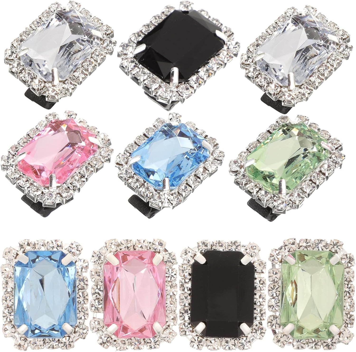 Wakauto Retro Rhinestone Shoe Clips 10pcs Alloy Glass Detachable