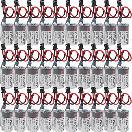 Paquete de 30 baterías de litio de 1000 mAh ER3V 3.6V PLC compatibles con JZSP-BA01 (con conector negro de 2 pines)