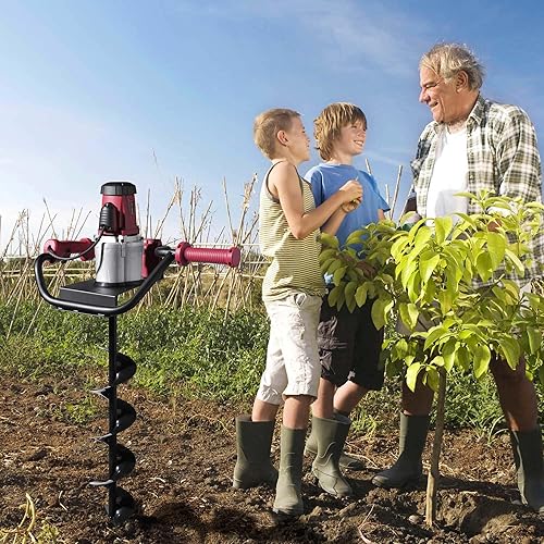Miniatura 19 de YesHom 1500W Eléctrica 1-Man Post Hole Digger con broca de tierra de 6 pulgadas taladro 2HP Powerhead para la excavación de suelo de la planta