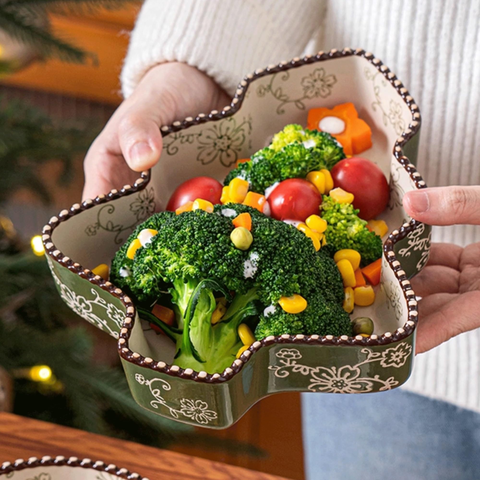 Versátil Bandeja for hornear de cerámica con forma árbol Navidad(Red)