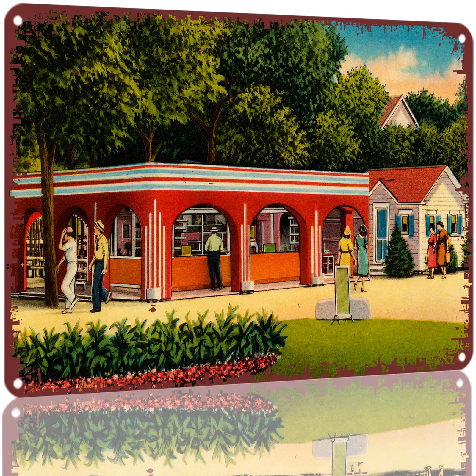 Kwqdozf As Pic Vintage Style Metal Tin Sign 8X12 Inch Retro Street View Aluminum Wall Deco
