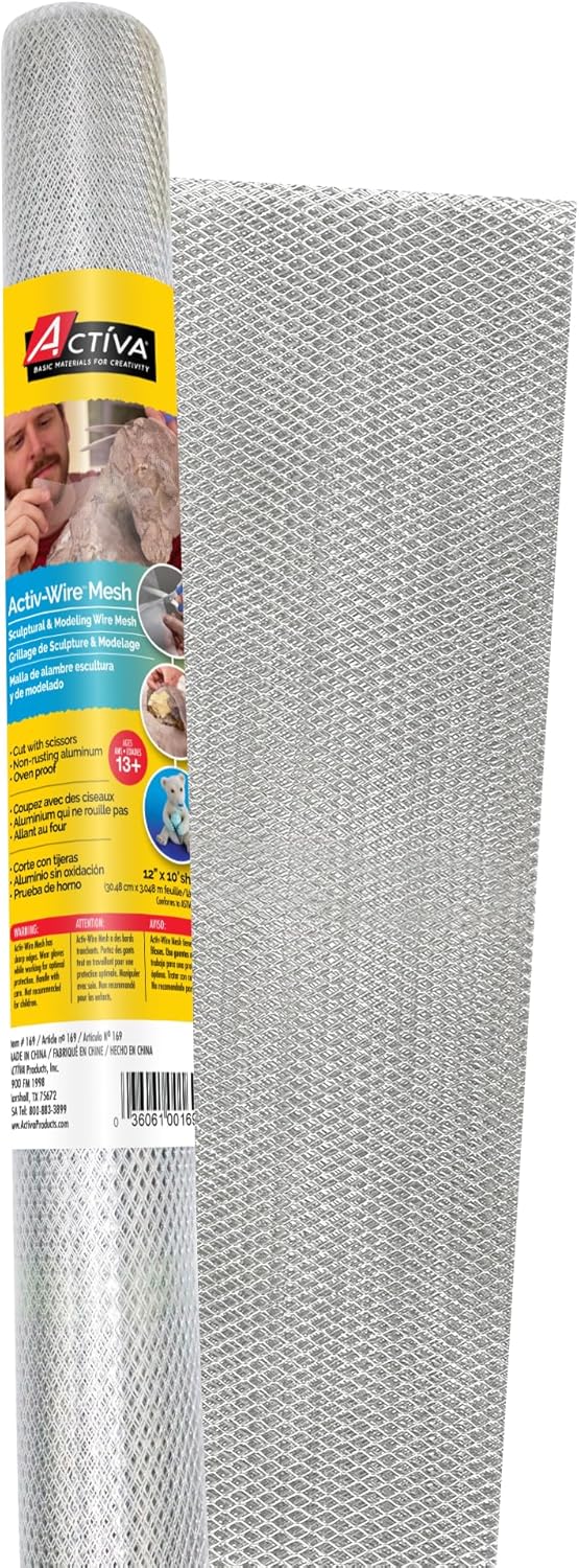 ACTIVA Activ-Wire Mesh - 12" x 10' Roll - Small Weave (1/8") Wire Cloth for Sculpting and Modeling