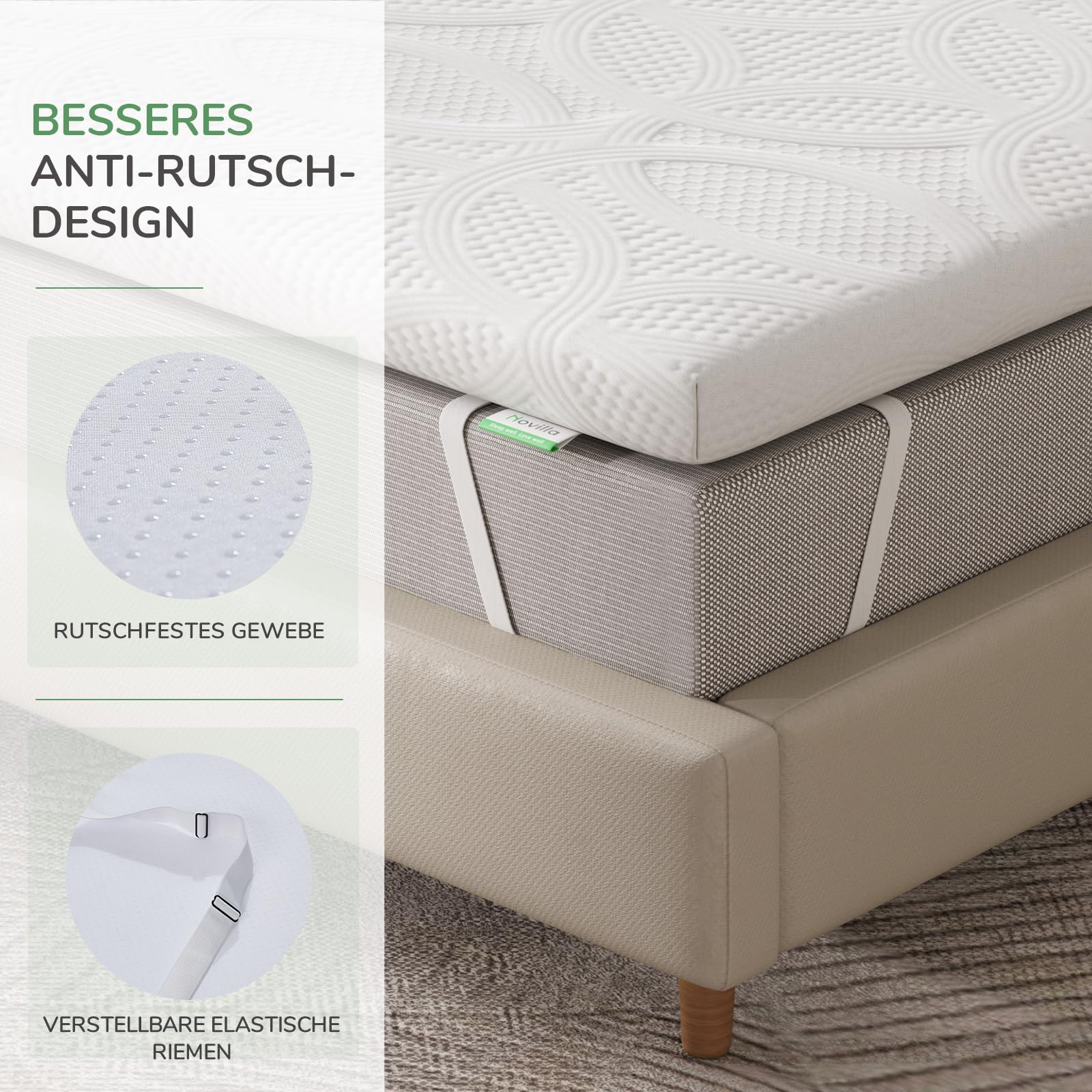 Novilla Matratzen Topper 180x200 5cm Höhe Gel Topper Memory Foam MatratzenTopper für Boxspringbett Wohnwagen Schlafsofa Matratzenauflage Bezug Waschbar Oeko-TEx