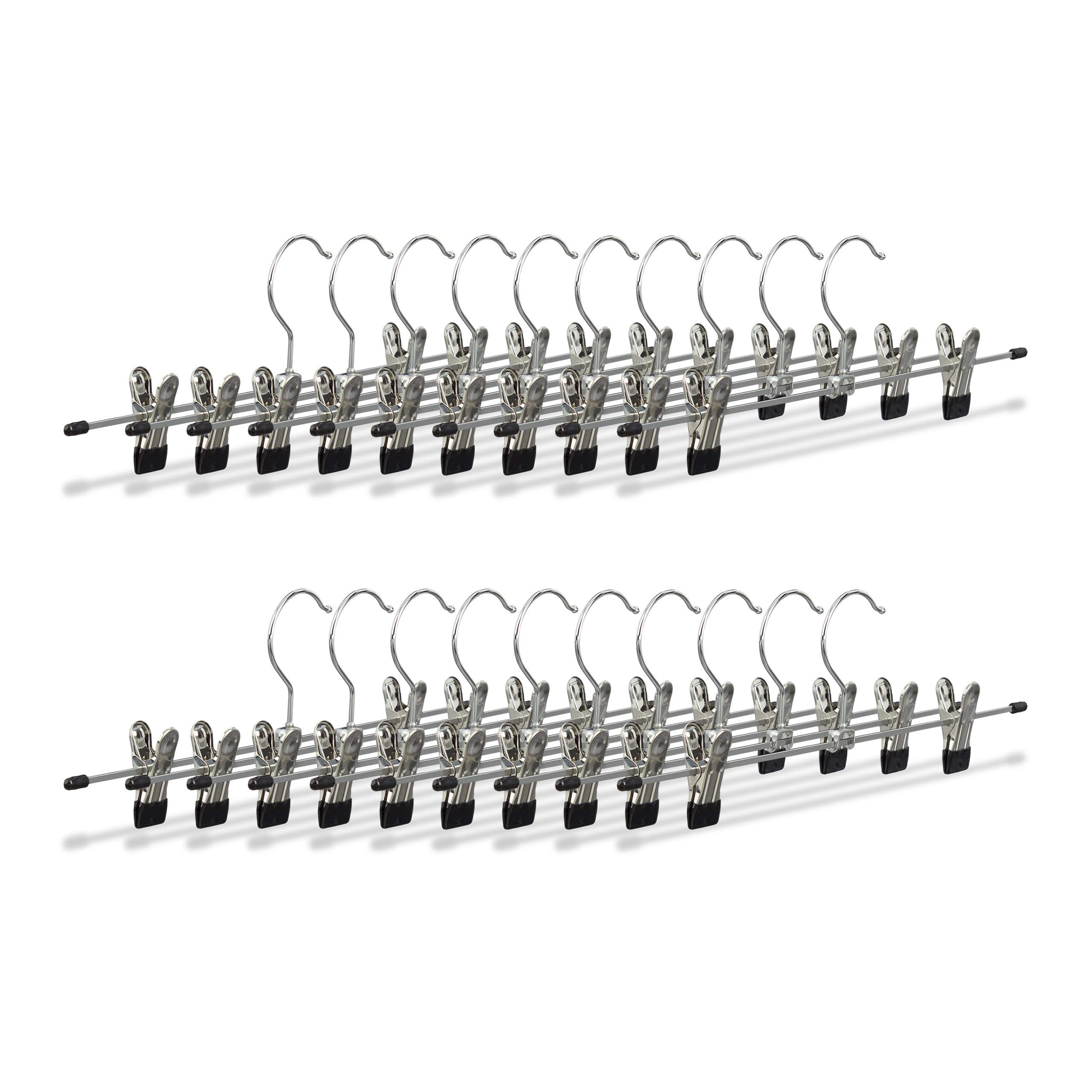 Set 100x Appendini per pantaloni, gonne, metallo, con clip regolabili HxLxP: 9x35,5x2,5 cm argento/nero