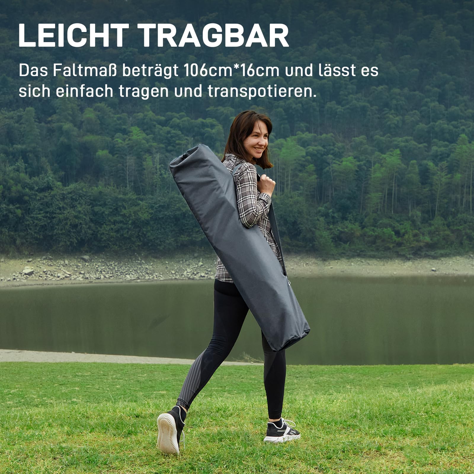 EVER ADVANCED Feldbett Klappbar XXL Campingbett 200KG Belastbar Klappbett 214 x 79 x 50 cm, Breite Feldbett mit Seitentasche, Stabil & Tragbar für Camping Reisen Garten Outdoor und Indoor