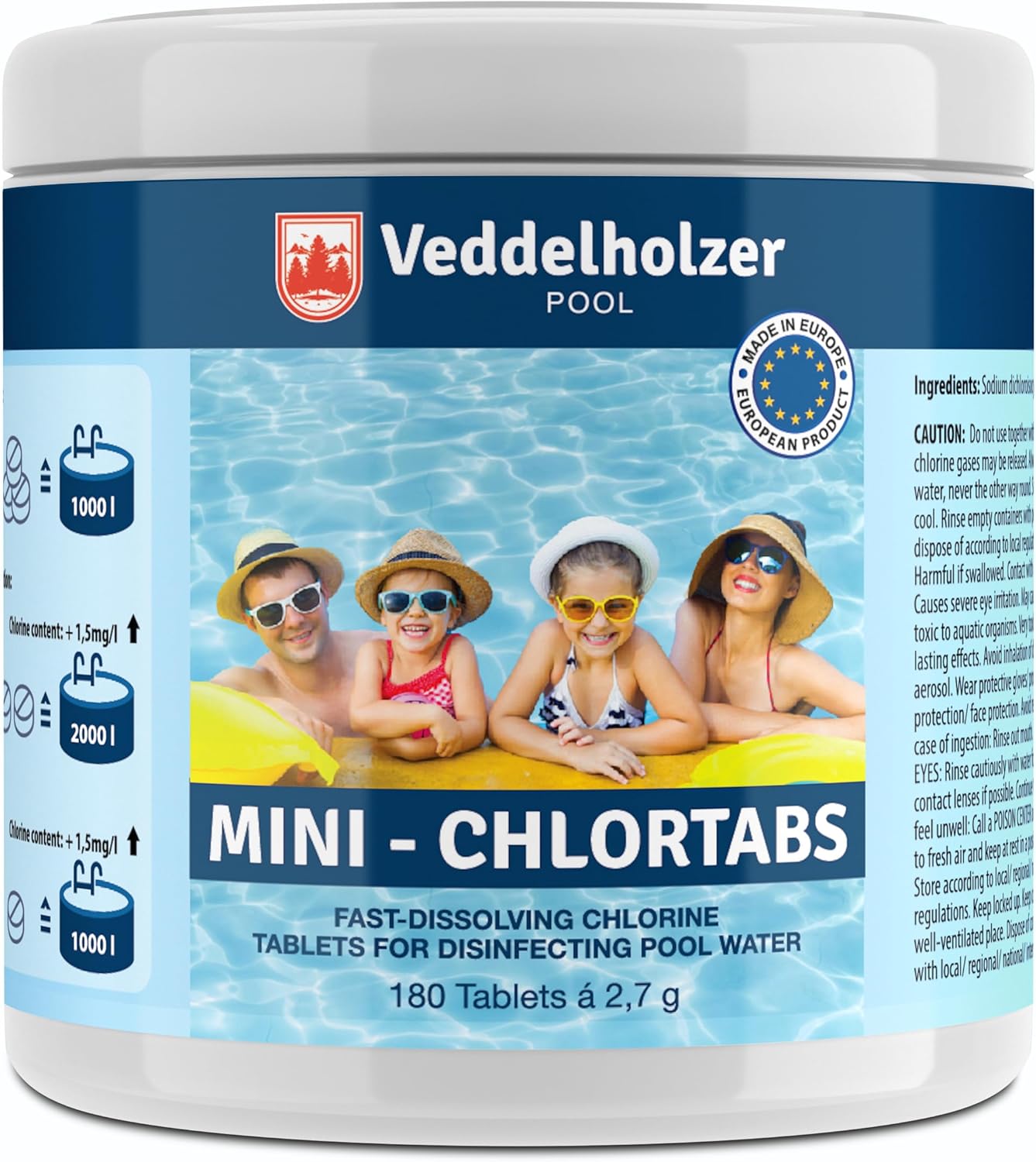 Veddelholzer 180 Chlorine Mini Tabs. Fast dissolving chlorine tablets