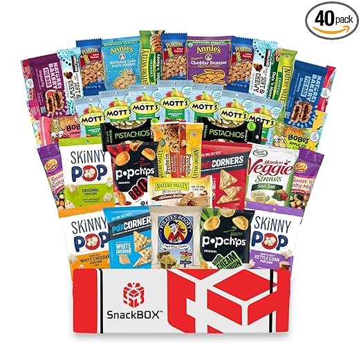 Snack Box Healthy Snack Assortment Variety Care Package (40 Count) | Fathers Day Holiday, Employee Appreciation, Office, Breakroom, Teachers, Back to School, College Students, Birthday Gift, Events, Meeting