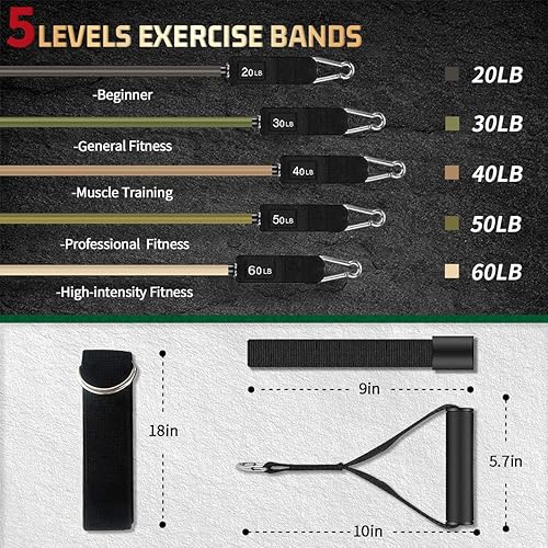 Miniatura 10 de VEICK Resistance Bands, Exercise Bands, Workout Bands, Resistance Bands for Working Out with Handles for Men and Women, Exercising Bands for