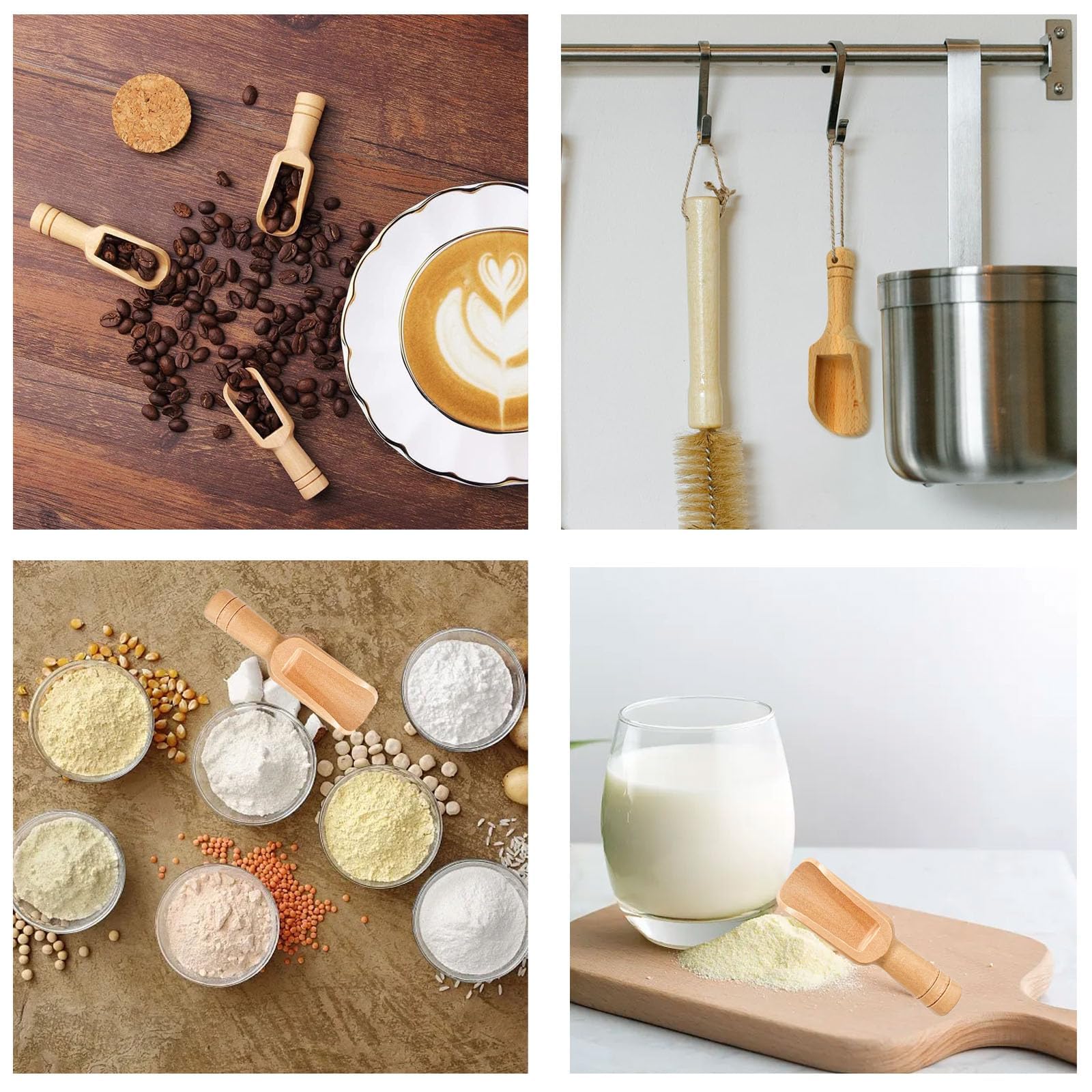 4-Piece Mini Wooden Scoop Set - 7.4cm Natural Wood Spoons For Salt, Spices, Tea, Bath Salts