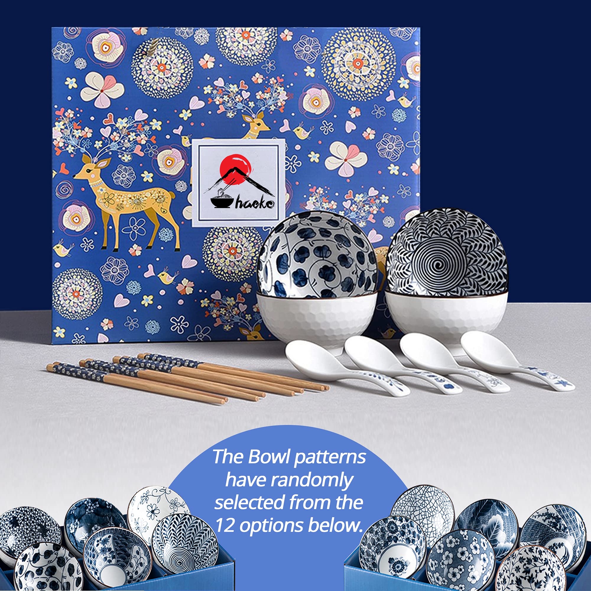 Buy HAEKO Ramen Bowl Set of 4 Japanese Style Ramen Noodle Bowl with