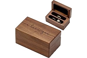 MUJJE Wooden Ring Box for Valentines Day
