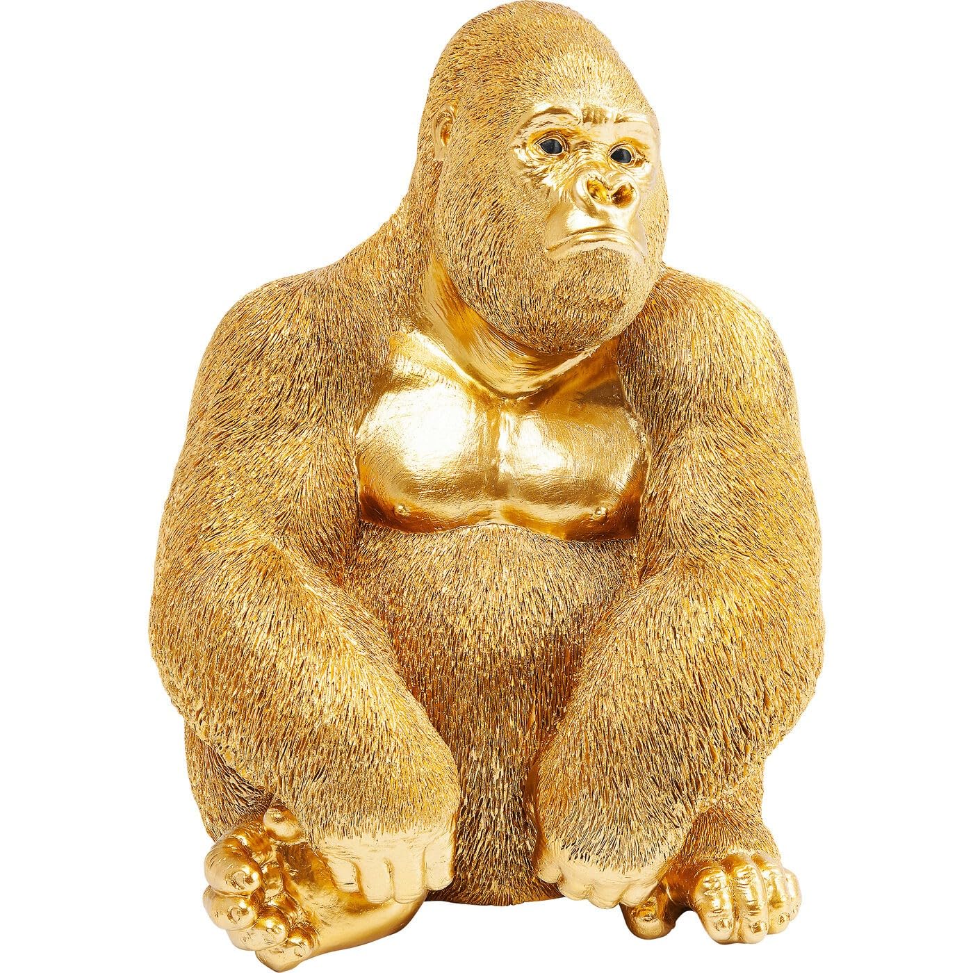 Kare Design Deko Figur Monkey Gorilla, Gold, Deko Objekt, Gorilla Motiv, handbemalt, Unikat, 39x30x28 cm (H/B/T), Goldfarben