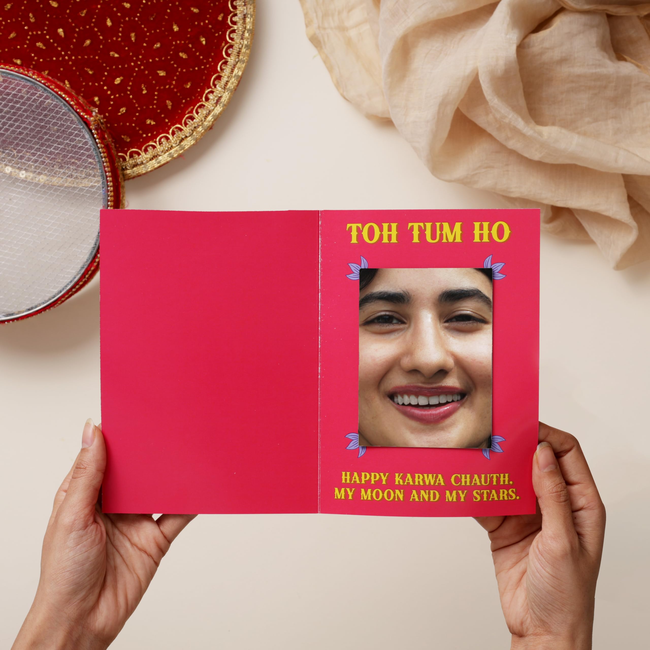 Oye Happy - Romantic Karwa Chauth Mirror Card - Best Gift for Wife/Fiance on Karwa Chauth 1