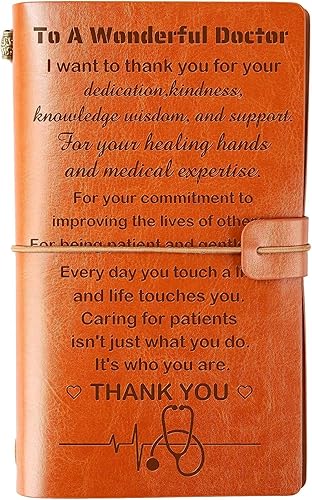 Skexiod Regalos únicos para médicos para hombres y mujeres, diario de cuero recargable de 140 páginas para un maravilloso médico, regalos para él,