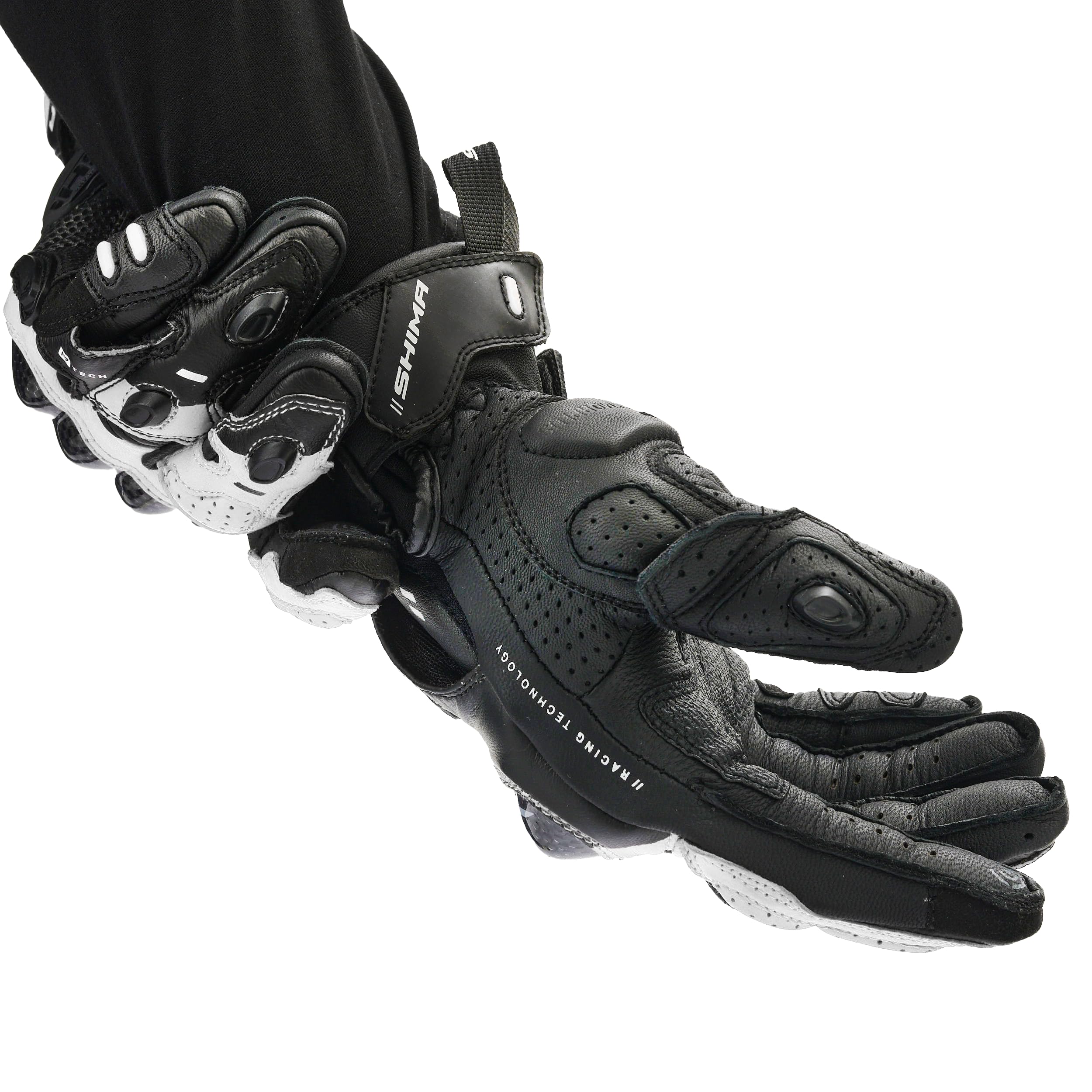 SHIMA XRS-3 Motorrad Handschuhe Herren Leder Kurze Sport Motorradhandschuhe Schutz Touchscreen Stadt Lederhandschuhe Motorcycle Belüftet Verstärkt Perforiertes Leicht (Herren, Weiß, 3XL)
