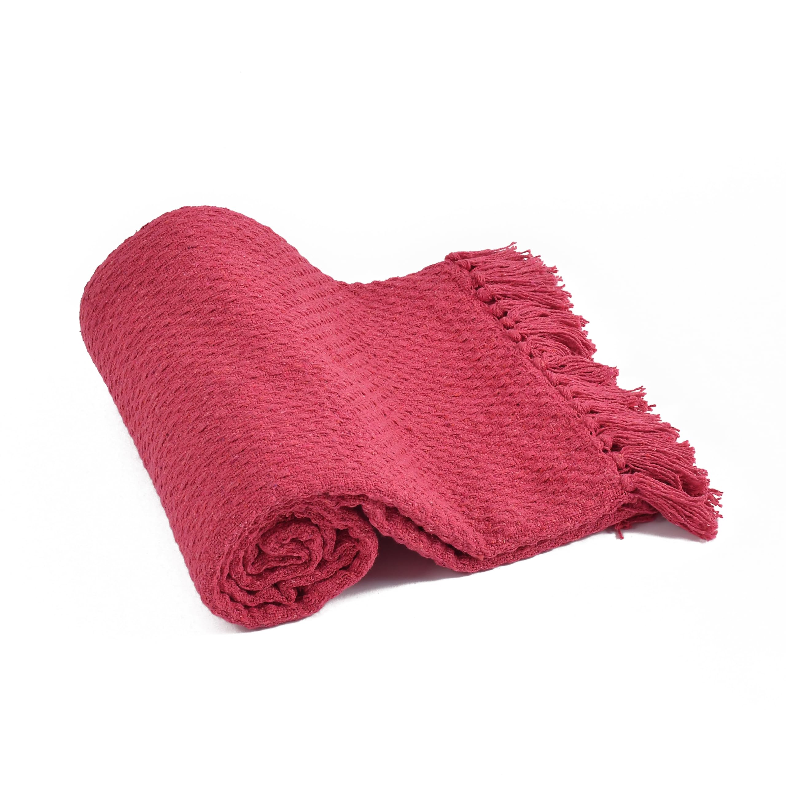 SASHAA World Vibrant Pink Cotton Throw | Ideal for Your Home, Living Room, Sofa, Bed, Chair, Picnic & Used for Gift | 130X180 cm| TC - 125 1
