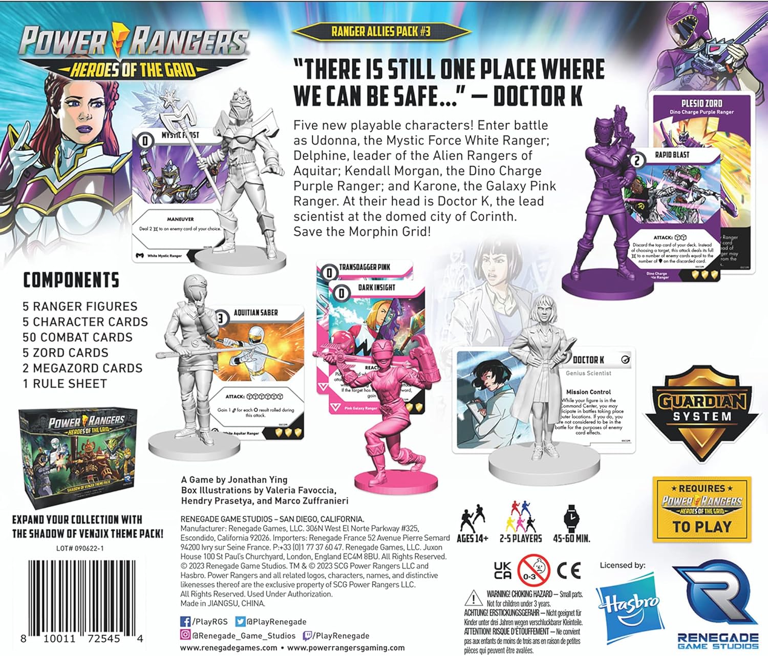 Renegade Game Studios Power Rangers Heroes of the Grid: Ranger Allies Pack #3 Expansion with 5 Female Heroes