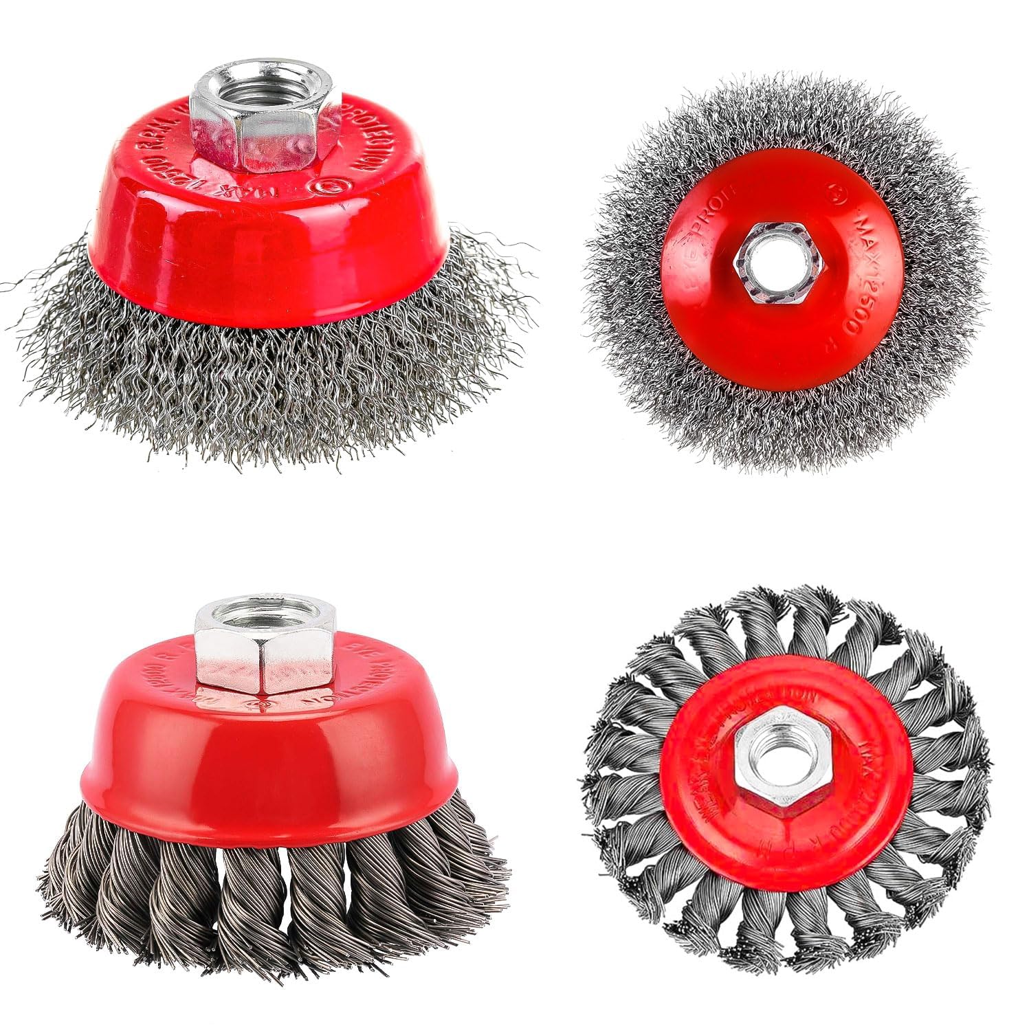 4 Pieces Wire Brush for Drill Kit, M14 Metal Brush for Drill Grinder, Diameter 75 mm/100 mm Wire Brushes, for Wood and Meta, for Rust Removal, Paint