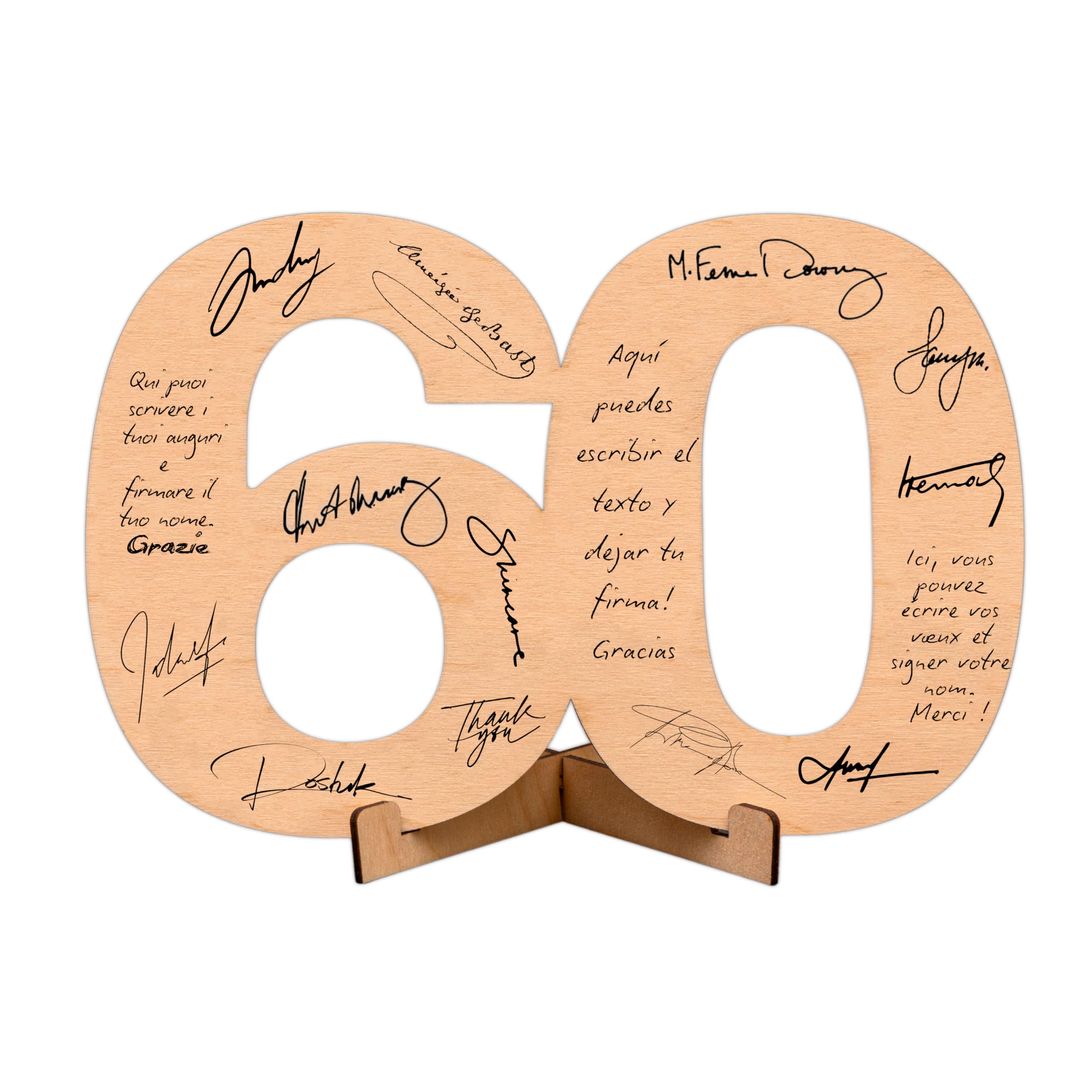 CUBIBOO ART Números de Madera 60 Años - Feliz Cumpleaños Decoracion - Regalos Aniversario para Hombre - 60 cumpleaños Mujer - regalos originales 60 años - regalo padres, mama, abuela, papa, abuelo