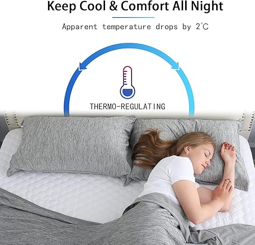 Miniatura 10 de CHOSHOME Fundas de almohada refrescantes estándar, diseño de doble cara enfriamiento y algodón Q-Max 0.45 fundas de almohada refrescantes para