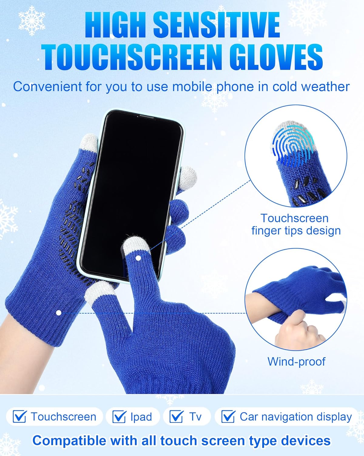 Shyyween 24 Pcs Winter Beanie Hat and Touchscreen Gloves Set for Men and Women, Warm Stretchy Knit Hats and Gloves