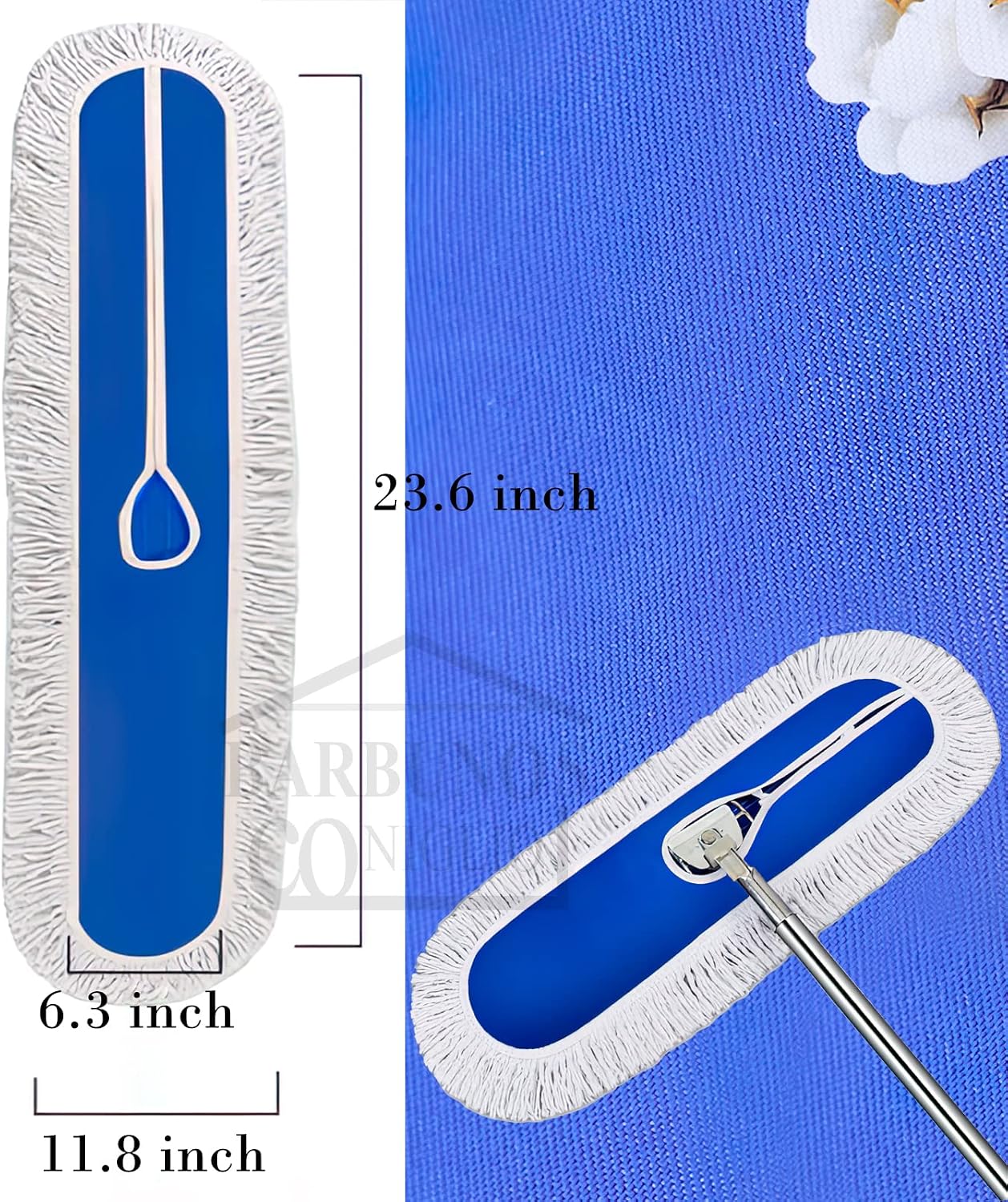 Large Mop Head 24" Industrial Strength Ultimate Cotton Floor Dust Mop Refill, Commercial Cleaner Mop Head Replacement, Dust Mops for Home, Industrial Use - Fit for Standard Size Mop Frame (2)