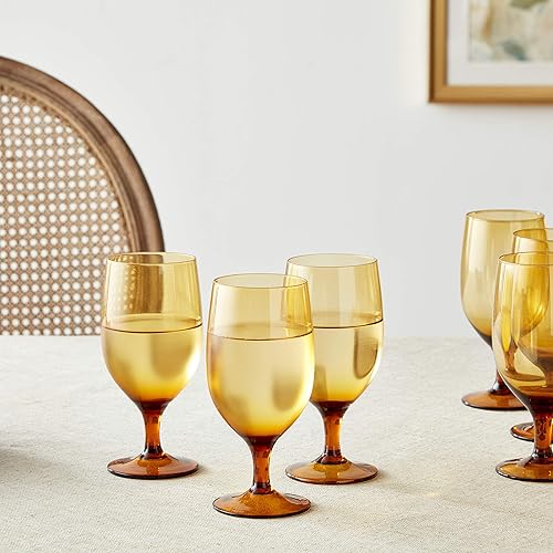 Miniatura 5 de D&V Glass Gala Collection - Juego de 12 vasos para bebidas, 15 onzas, color ámbar