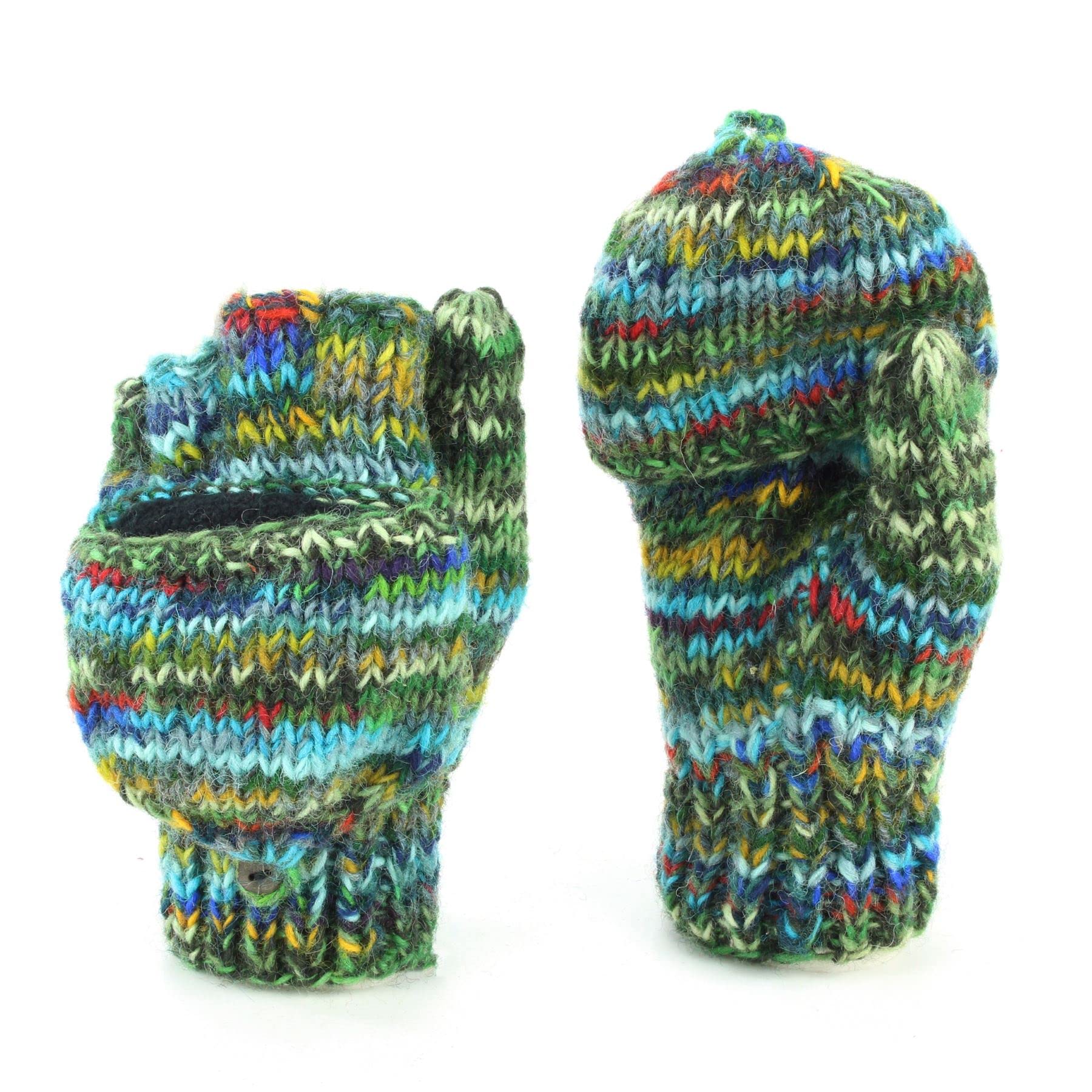 Loudelephant Sd Green Mix Hand Knitted Wool Shooter Gloves