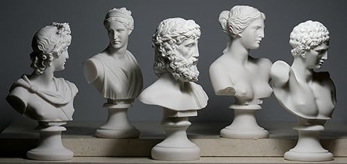 Miniatura 8 de Conjunto 5 Busto Cabeza Dios Zeus Artemisa Afrodita Hermes Apolo Estatua Griega Romana