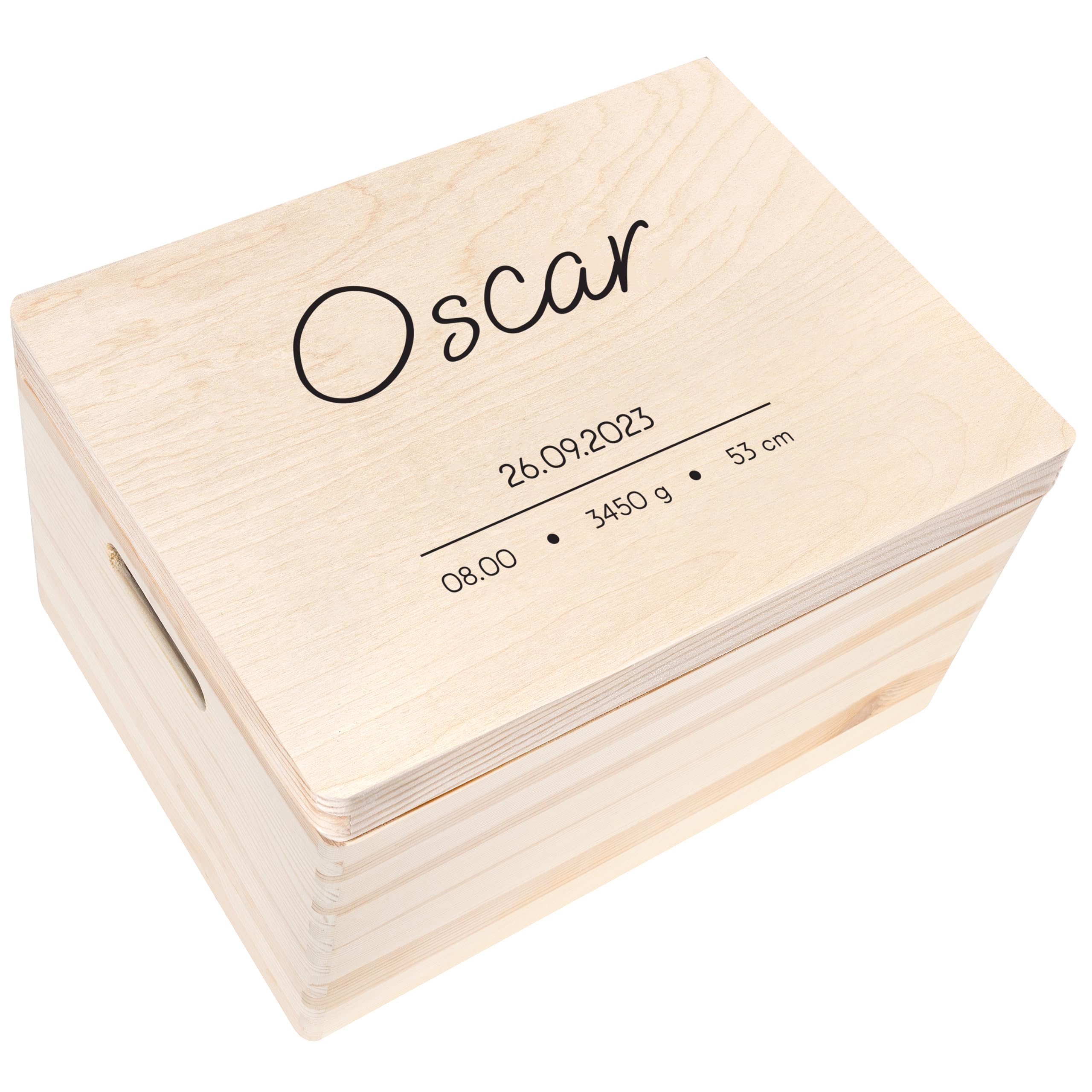 Creative Deco Personalised Baby Memory Box | Custom Keepsake Boxes | Unique Gift for Newborn Boy or Girl | Customised Wooden Storage Box with Hinged Lid | UV Print