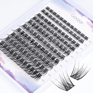 GAQQI DIY Lash Clusters 120 PCS C Curl Individual Lash Extension Wisps Mixed Length 10-20mm Soft Cotton Wide Band Mink Lashes Volume Natural Look Eyelashes Cluster (GQ03,C Curl,10-20mm Mix)
