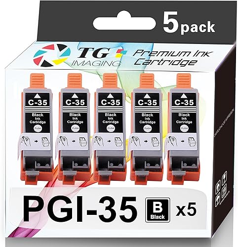 TG Imaging Cartucho de tinta compatible PGI35 de repuesto para Canon PGI-35 PGI 35 para impresora PIXMA IP100B IP100 IP110 (negro, 5 unidades)