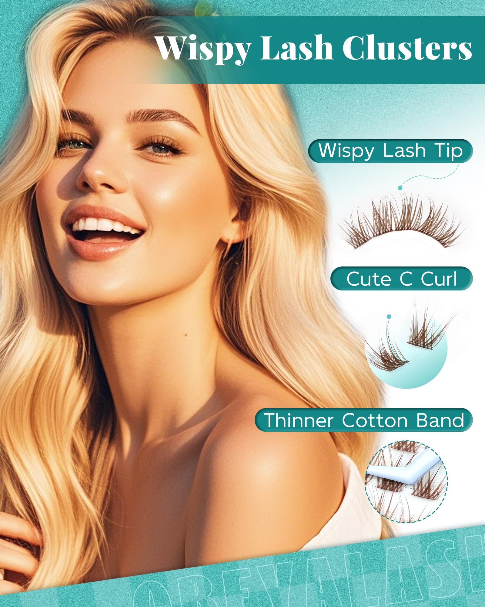 Obeyalash Brown Cluster Lashes Wispy Eyelashes Thin Band Natural Individual Lashes C Curl 7-12mm Eyelash Clusters Volume 120pcs DIY At Home Lightweight and Comfortable - Image 3