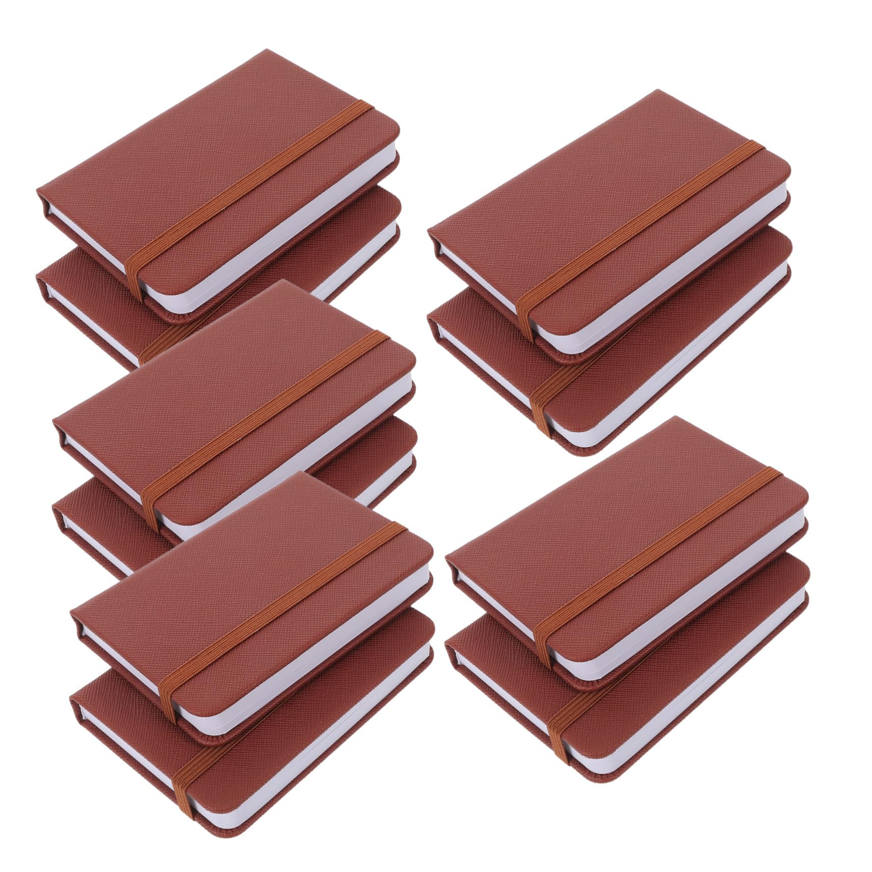 10 Pièces Carnet de Poche Petit Format Mini Carnet Rigide Lignés avec Marque-page Ruban Bloc-notes Portable pour Sac à Main Planification Mensuelle et Hebdomadaire Lot de Marron