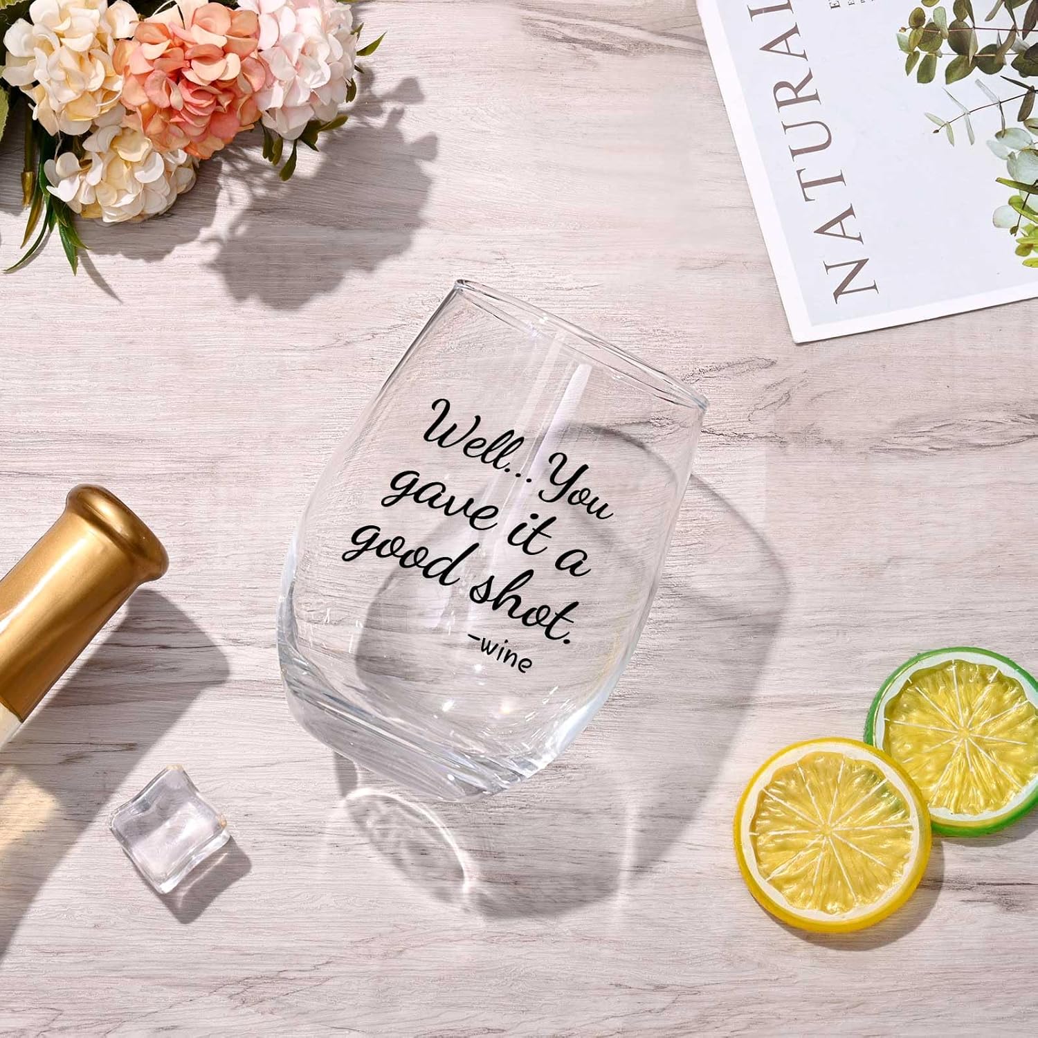 Futtumy Inspirational Gift Set, You Gave It A Good Shot Stemless Wine Glass & You Got This Ceramic Coffee Mug Set for Parents Friends Couples Family on Christmas Anniversary Valentines Daily Use - Image 8