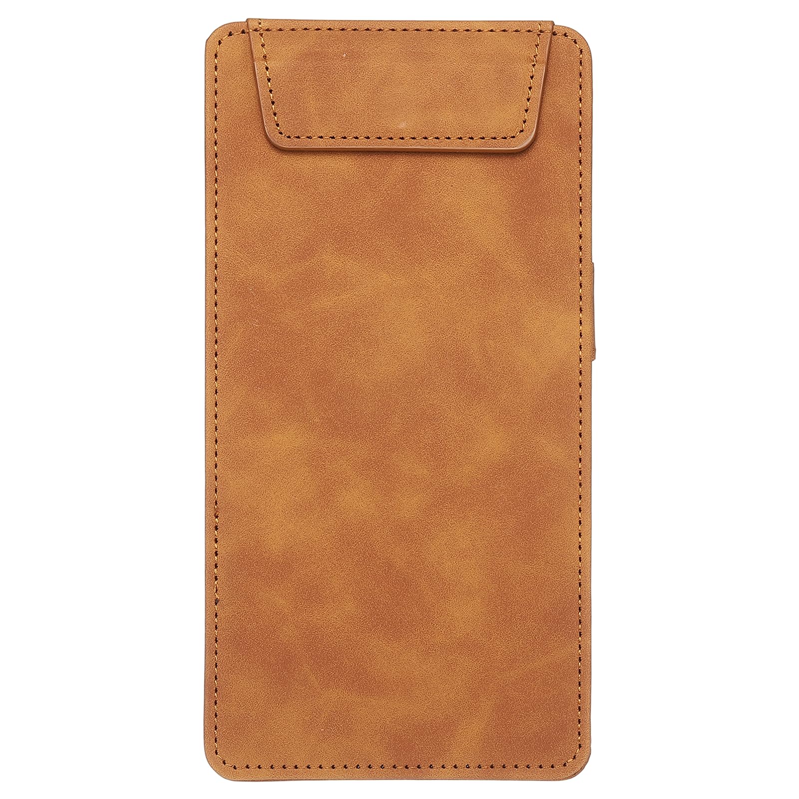 PATIKIL A5 PU Leather Clipboard, 4"x8" Business Magnetic Padfolio with Pen Holder Organizer Office Folder Writing Board, Brown
